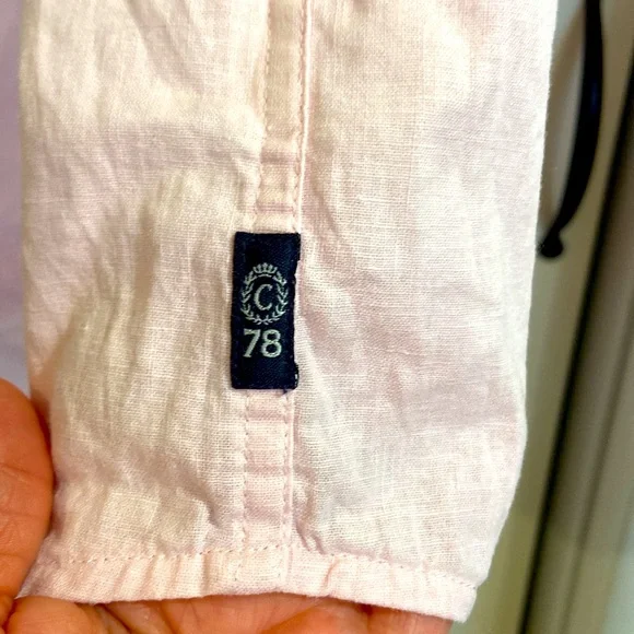 ♥️ HOST PICK ♥️ CHAPS men’s pink linen blend short sleeve L - Picture 7 of 10